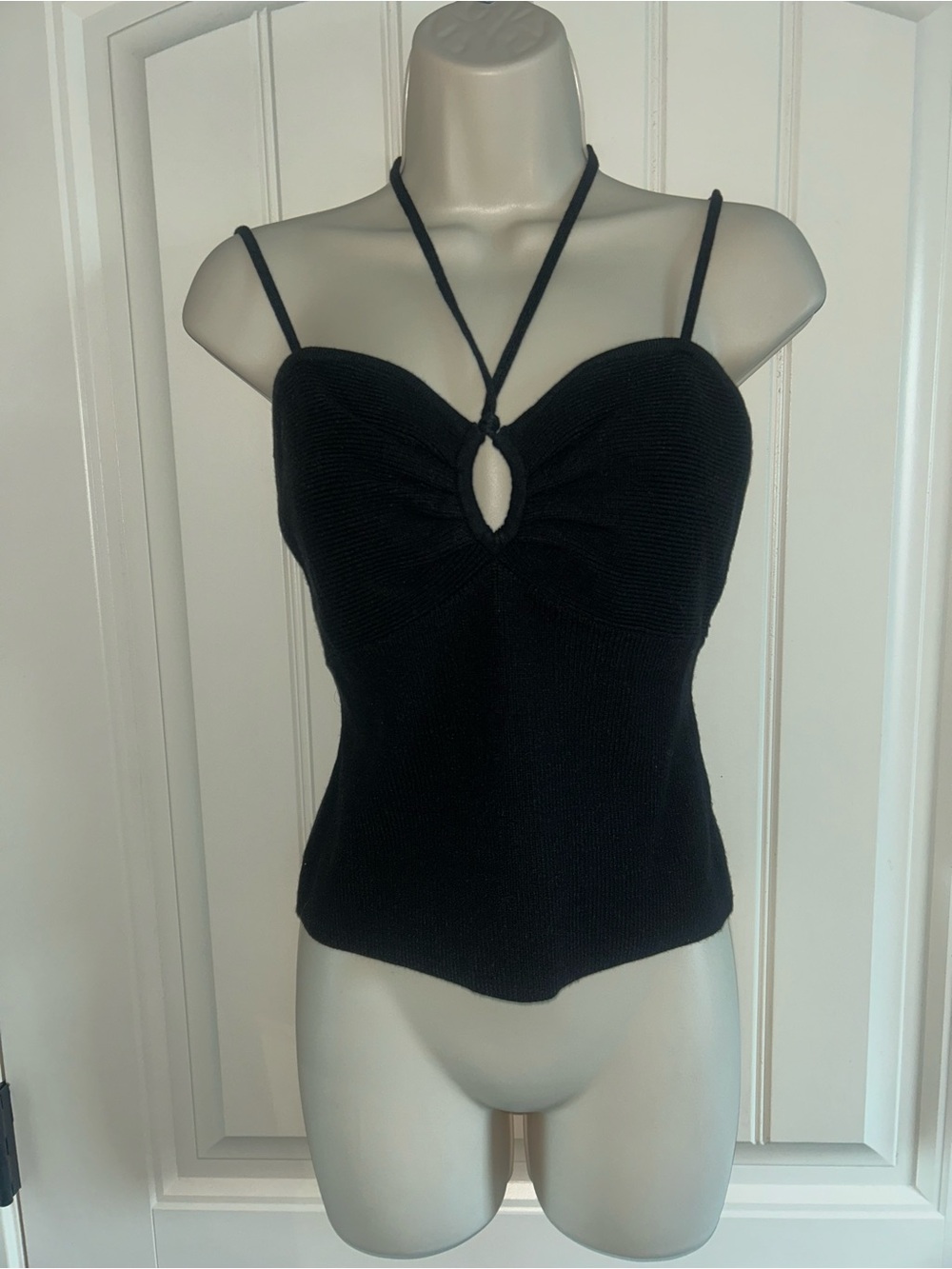 NWT City Chic Black Strappy Keyhole Knit Halter Camisole Sz XS